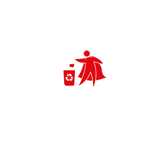 illustration rouge d’une personne qui jette quelque chose dans une poubelle