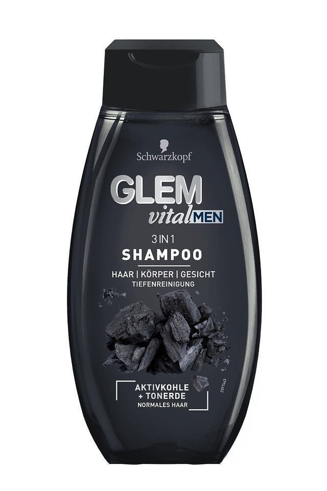 Glem vital Men 3in1 Shampoo Aktivkohle + Tonerde