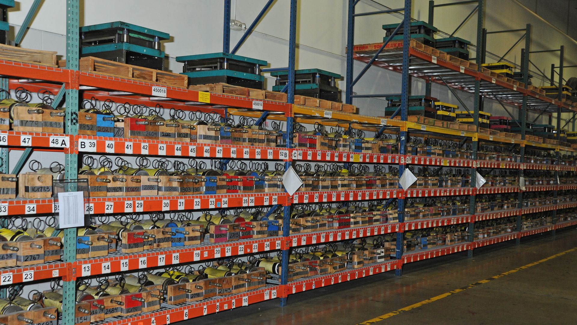 Inventory of more than one million parts neatly organized and readied for shipment at the Richmond facility.