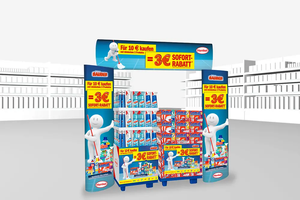 Landen mindestens drei der ausgewählten Henkel-Produkte mit einem Mindesteinkaufswert von zehn Euro im Einkaufswagen, zahlen Verbraucher bei Vorlage des Rabatt-Coupons an der Kasse drei Euro weniger