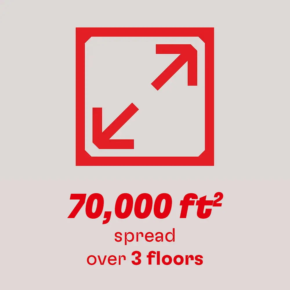 70,000 square feet spread over 3 floors