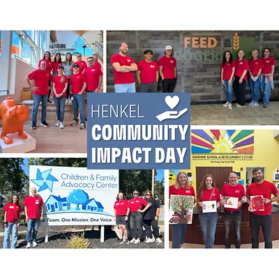 Collage of Henkel teams volunteering during Community Impact Day.