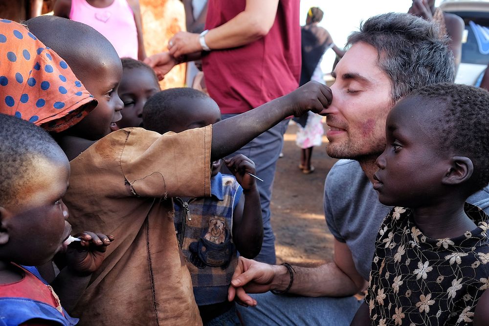 Uganda: Playing with children.