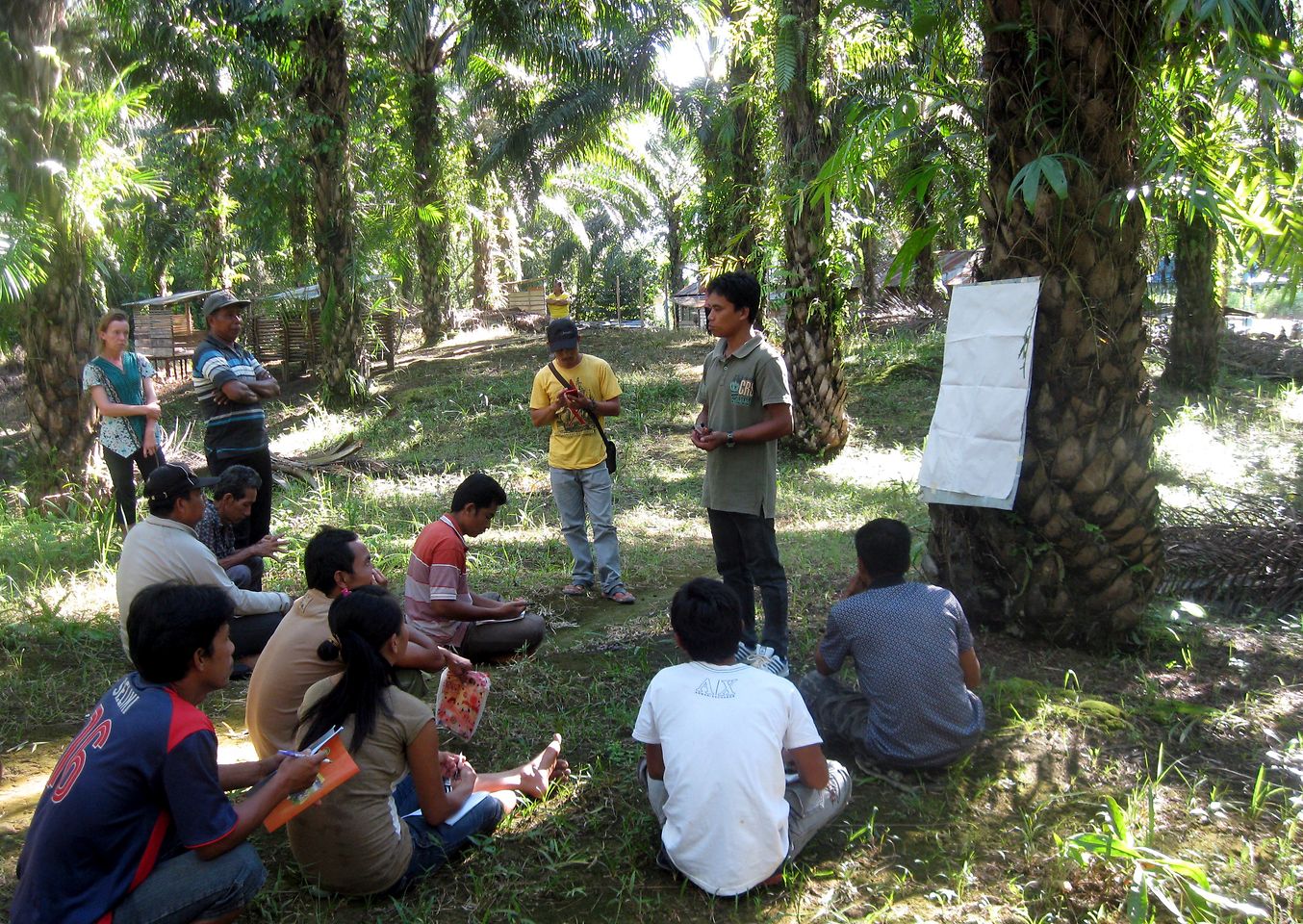 A trainer with his group in West Kalimantan