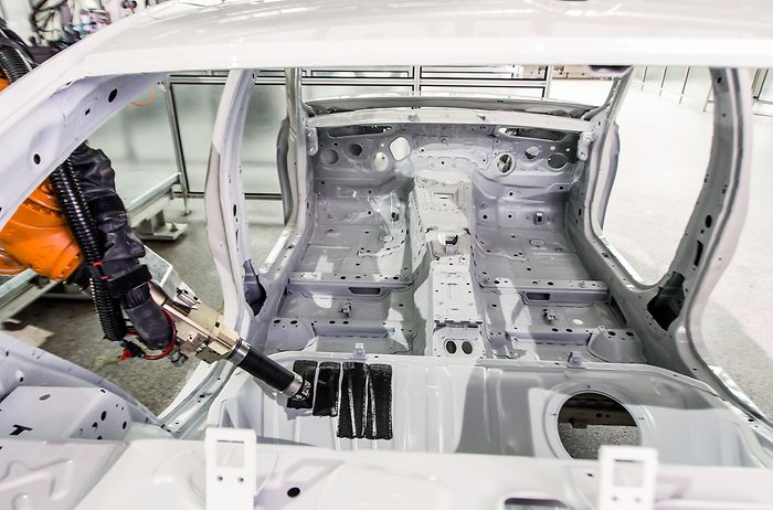 car body in production assembly