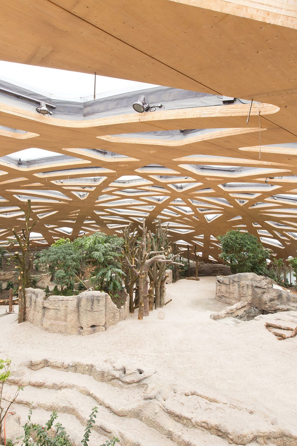 The canopy-like freestanding domed roof of the elephant house at Zurich Zoo in Switzerland