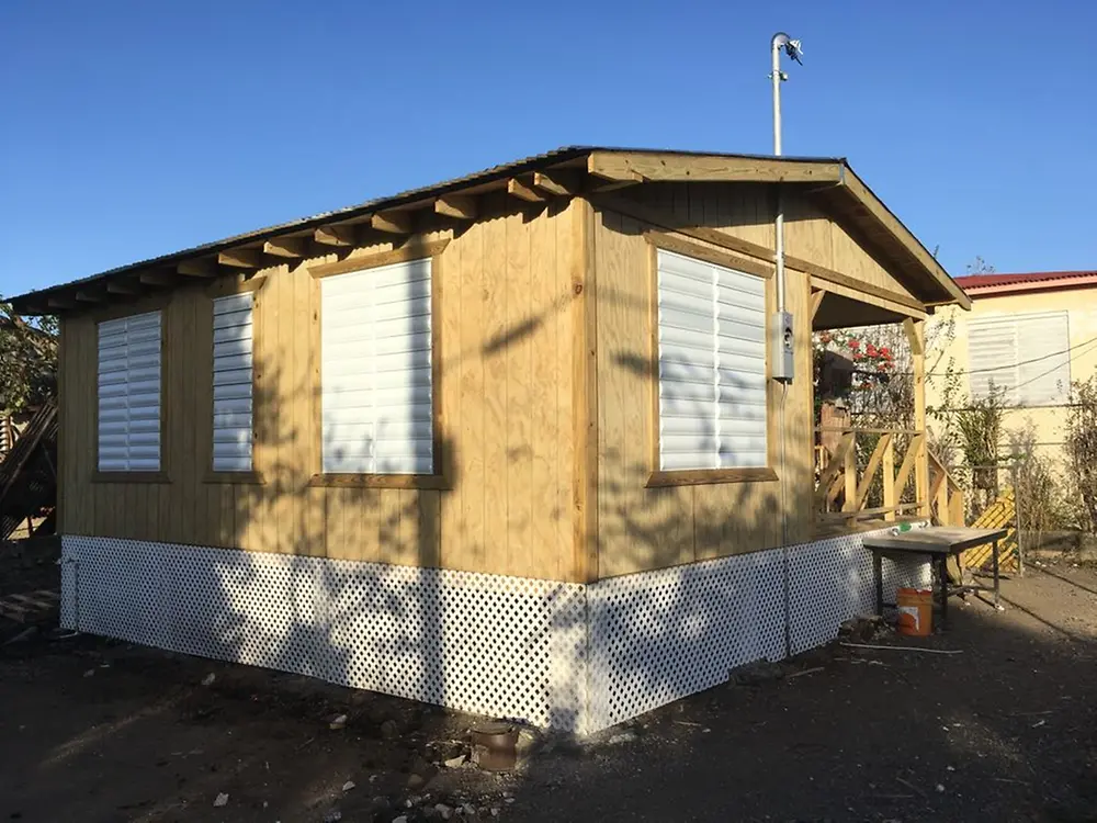 …to the whole exterior, which was finished later by local building contractors.