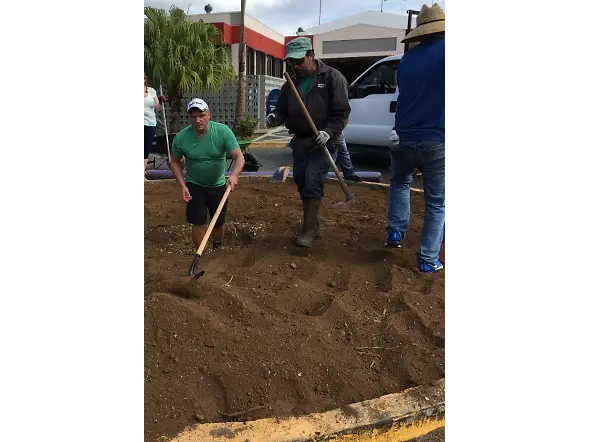 Several colleagues also helped with landscaping at the Sabana Grande medical facility.