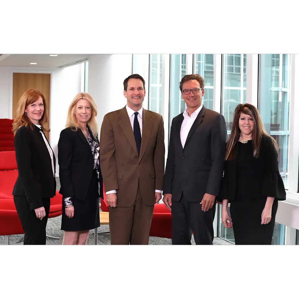 Connecticut's District Four Congressman, Jim Himes (center), with (from left) Jenny Schiavone, VP Corporate Communications NA; Gretchen Crist, SVP Human Resources NA, Stephan Fuesti-Molnar, Regional Head Laundry & Home Care NA and President, Henkel Consumer Goods NA; and Marcy Tenaglia, SVP Legal NA.