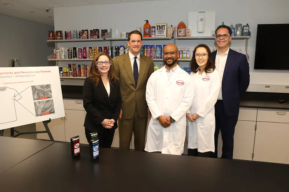 Congressman Jim Himes, (second from left), pictured with (from left) Martina Spinatsch, VP R&D NA; Bernard Hill, Senior Manager, R&D NA; Jisook Baek, Director of Product Development, R&D NA; and Brian Heindl, Director of Public Affairs/Government Relations.