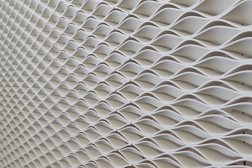 A 3D printed wall in the Henkel Innovation and Interaction Center in Dublin, Ireland, made from Loctite products.
