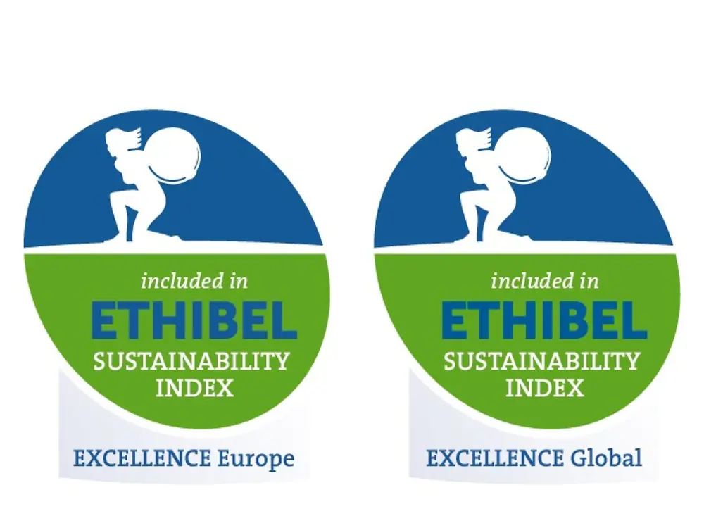 Logos “Ethibel Excellence Europe” and “Ethibel Excellence Global” sustainability indices