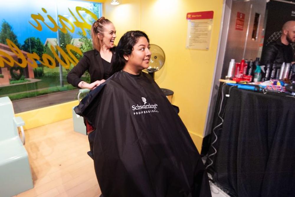The Schwarzkopf Professional® brand team creates styles in the salon, at Madame Tussauds Hollywood.