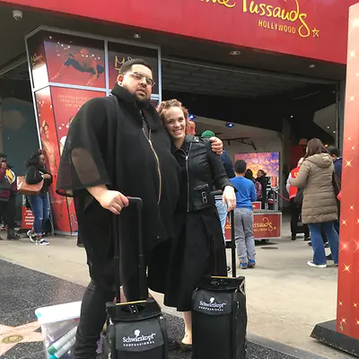 The Schwarzkopf Professional® brand team poses outside of Madame Tussauds Hollywood, ready to make sure the wax figures tresses are in optimal condition.