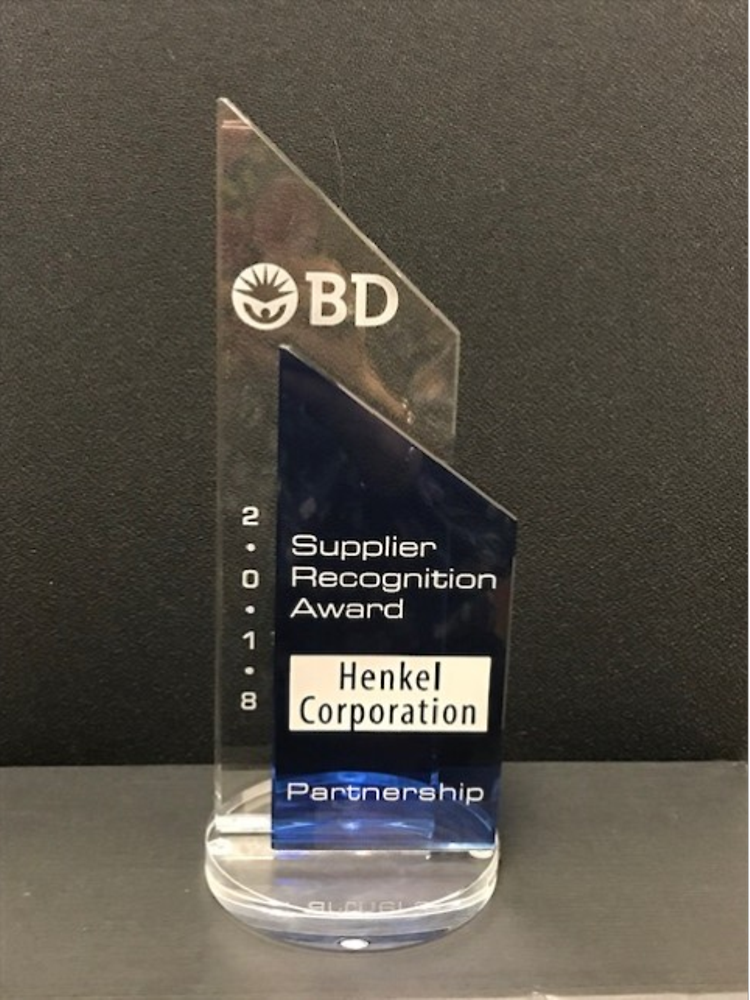 Becton Dickinson, a medical device company, recently awarded Henkel Adhesive Technologies with its 2018 Partnership Supplier of the Year award.