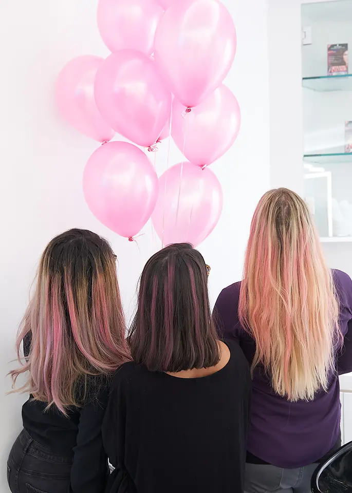 With a donation to the National Breast Cancer Foundation, many participants received pink stripes in their hair, courtesy of Schwarzkopf® brand göt2b® Temporary Pink Hair Chalk.